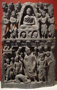 sumedha and dīpankara buddha, pakistan, twofold relief